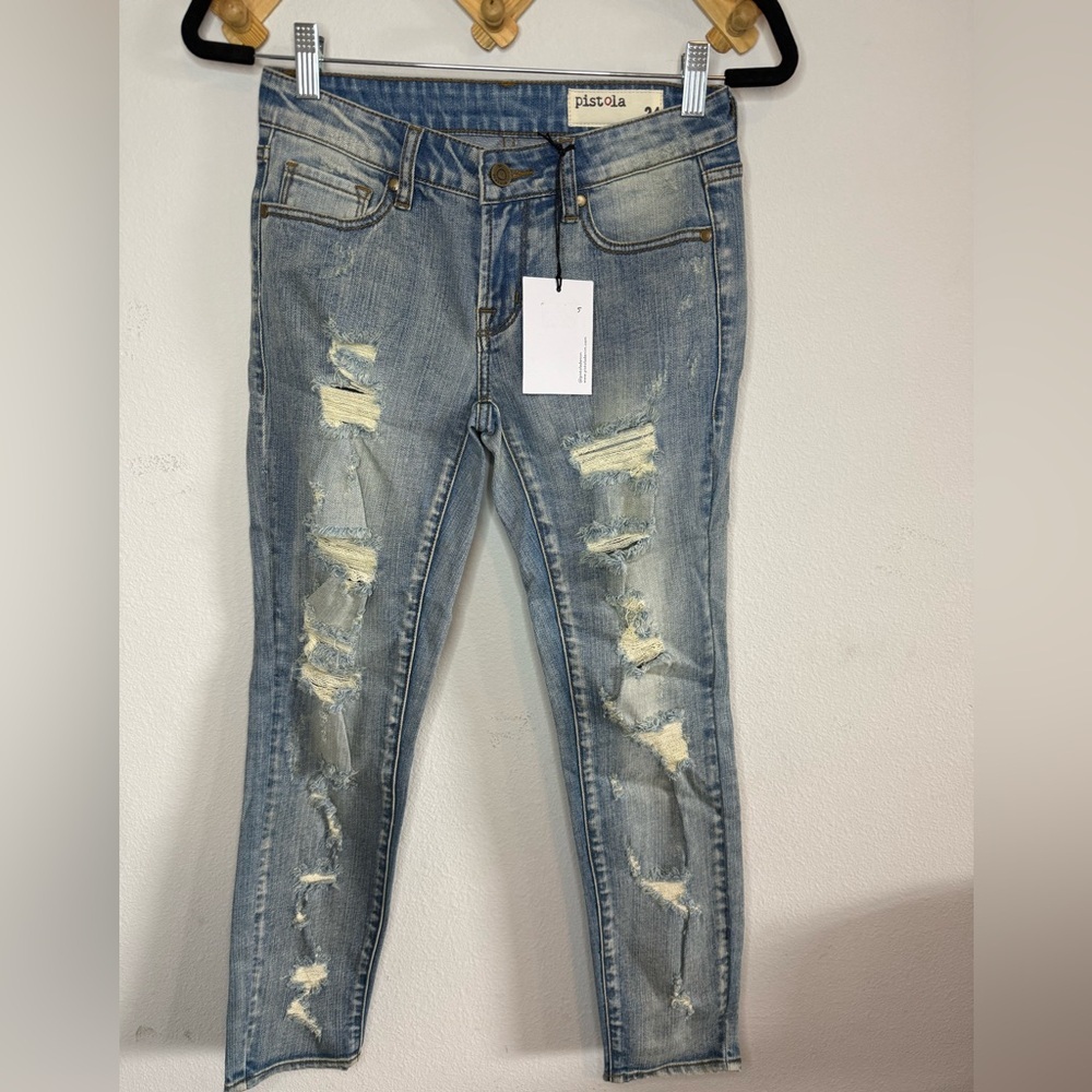 Pistola Light Blue Distressed Skinny Jeans